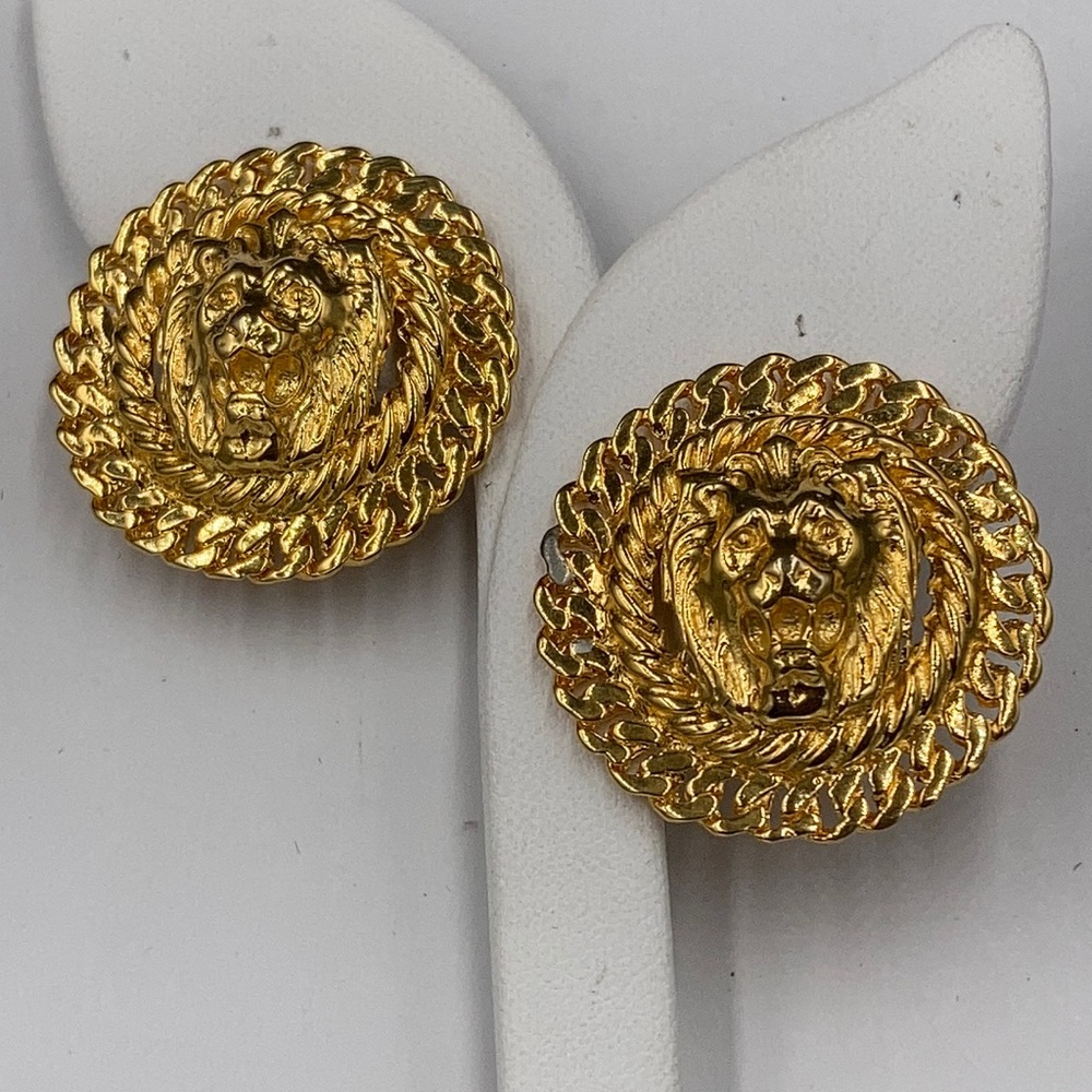 Impressive Vintage Anne Klein 1980’s Lion Clip Earrings